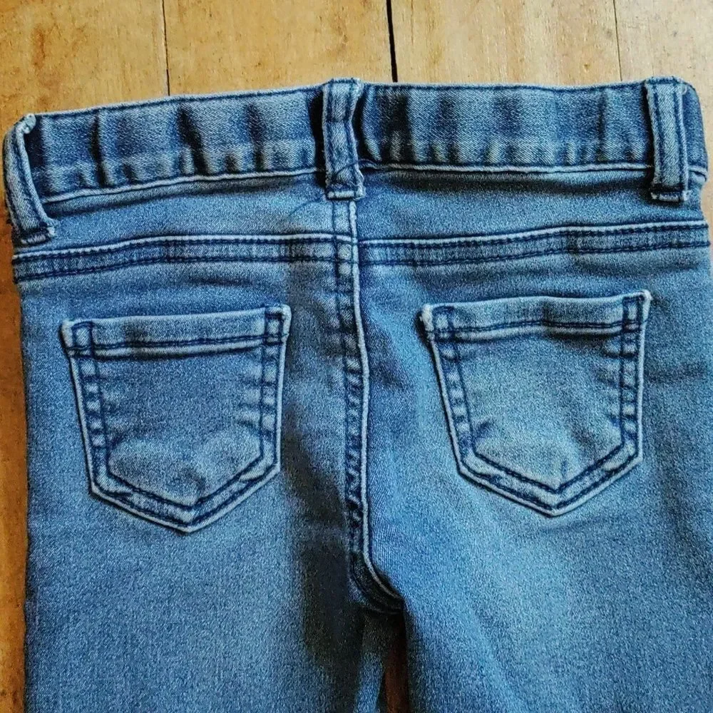 Cat & Jack Jeans 4T Skinny Black Denim Rainbow Embroidered Cotton